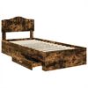 vidaXL Estructura de cama con cabecera Roble ahumado 90 x 190 cm