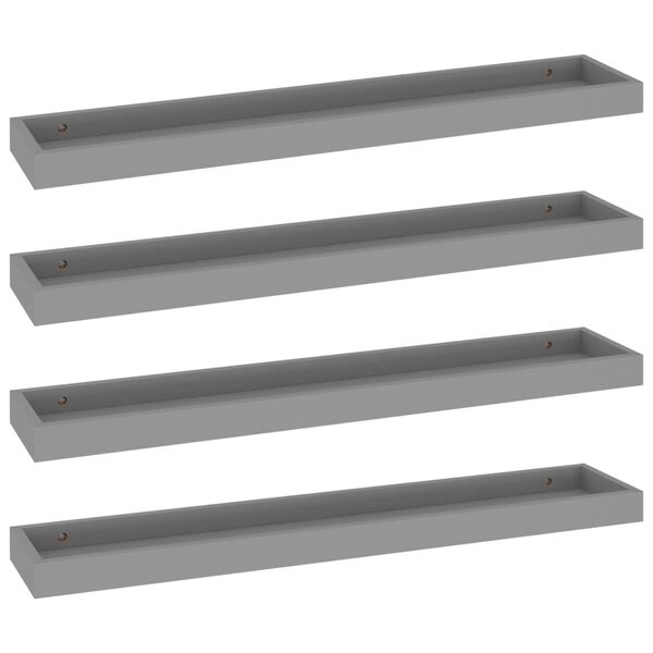 vidaXL Estantes de pared Loggia 4 uds gris MDF 80x15x4 cm