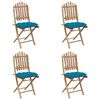 vidaXL Set de comedor de jardín plegable con cojines 5 piezas bambú