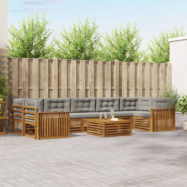 vidaXL Conjunto de sof&aacute;s de exterior 8 pcs Gris Natural y Claro