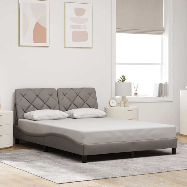 vidaXL Estructura de cama sin colch&oacute;n tela gris taupe 120x200 cm