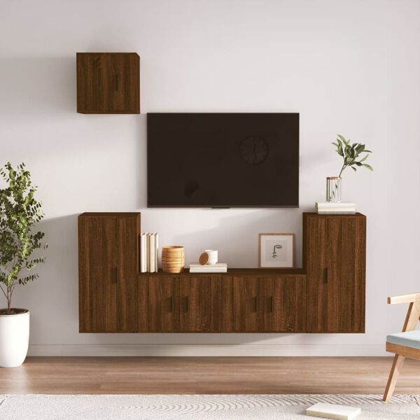 vidaXL Set de muebles para TV 5 pzas madera contrachapada roble marr&oacute;n