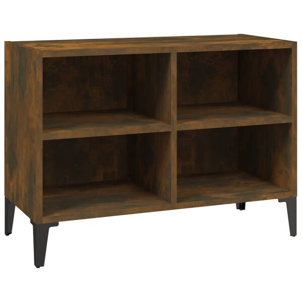 vidaXL Mueble para TV con patas de metal roble ahumado 69,5x30x50 cm