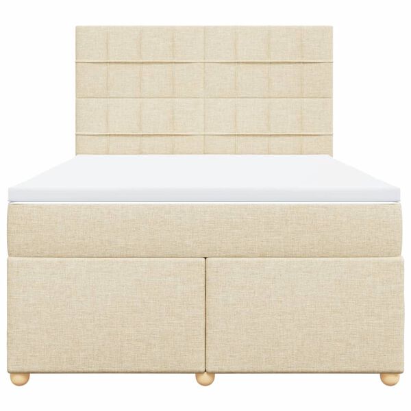 vidaXL Cama box spring con colch&oacute;n tela color crema 160x200 cm