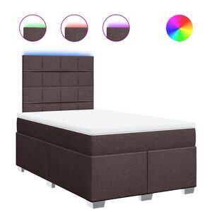 vidaXL Cama box spring con colch&oacute;n tela marr&oacute;n oscuro 120x190 cm