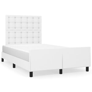 vidaXL Estructura de cama sin colch&oacute;n cuero sint&eacute;tico blanco 120x190cm