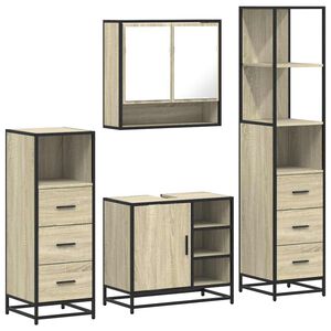 vidaXL Juego de muebles de ba&ntilde;o 4 pzas contrachapada roble sonoma