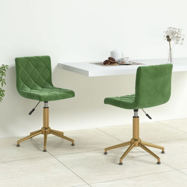 vidaXL Sillas de comedor giratorias 2 unidades terciopelo verde oscuro