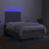 vidaXL Cama box spring con colch&oacute;n y LED tela gris claro 120x190 cm