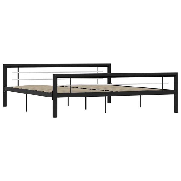 vidaXL Estructura de cama sin colch&oacute;n metal blanco y negro 180x200 cm