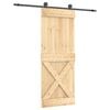 vidaXL Puerta Corredera 80 x 210 cm Natural y negro