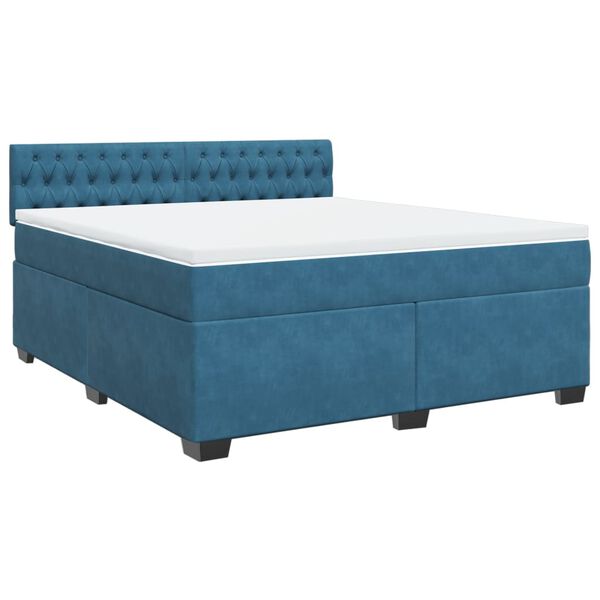 vidaXL Cama box spring con colch&oacute;n terciopelo azul 180x200 cm