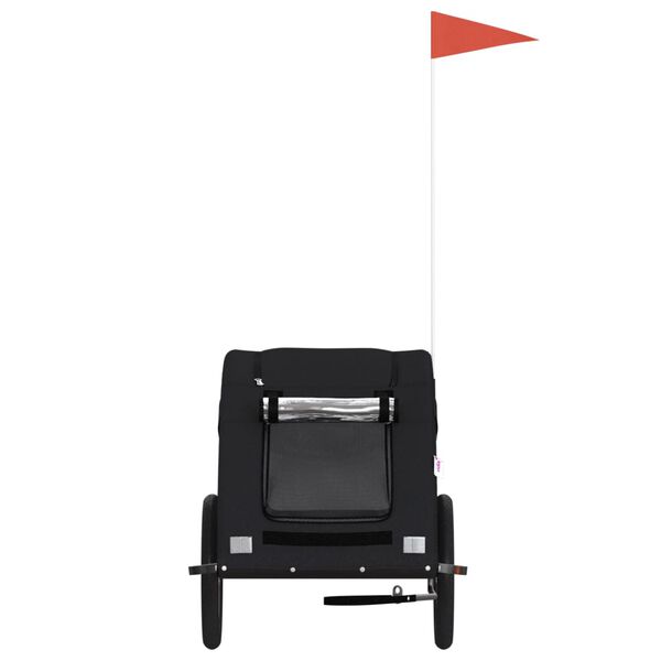 vidaXL Remolque de bicicleta mascotas hierro tela Oxford negro