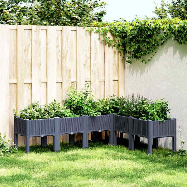 vidaXL Jardinera con patas PP azul gris 160x120x42 cm