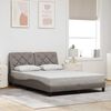 vidaXL Estructura de cama con LED sin colch&oacute;n tela gris taupe 140x190 cm
