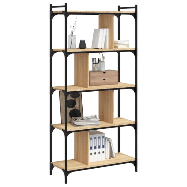 vidaXL Librer&iacute;a 5 estantes madera ingenier&iacute;a roble Sonoma 76x32x158 cm