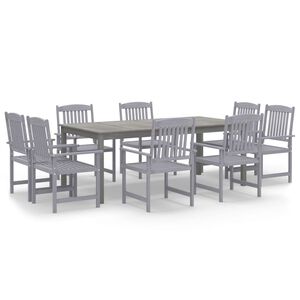 vidaXL Juego de comedor para jard&iacute;n 9 piezas madera maciza acacia gris