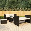 vidaXL Set muebles de jard&iacute;n 5 piezas y cojines rat&aacute;n sint&eacute;tico negro
