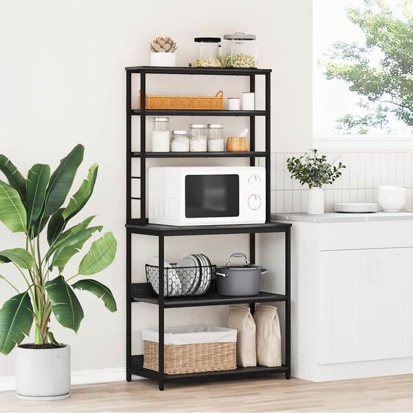 vidaXL Estante de cocina Roble Negro 80 x 40 x 168 cm