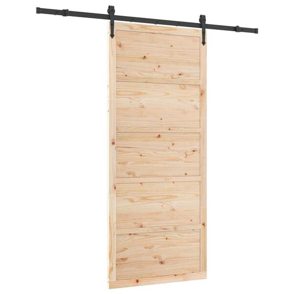 vidaXL Puerta Corredera Marr&oacute;n 80 x 208 cm Madera de pino macizo