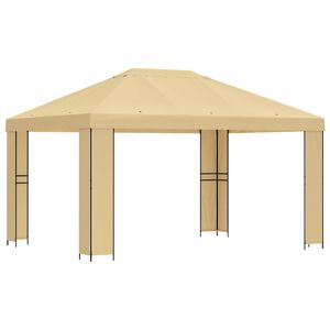 vidaXL Cenador 4 x 3 m Crema Poli&eacute;ster y Acero 190 gsm