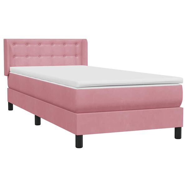 vidaXL Cama box spring con colch&oacute;n terciopelo rosa 90x210 cm