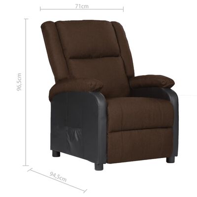 vidaXL Sillón reclinable para TV de cuero sintético tela marrón oscuro