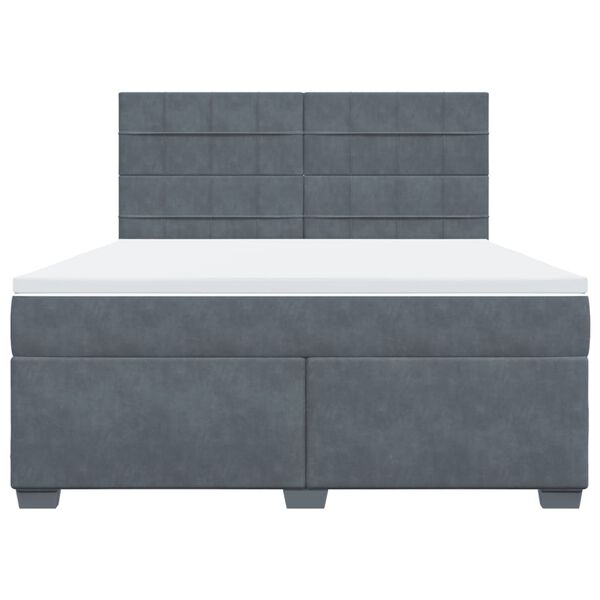 vidaXL Cama box spring con colch&oacute;n terciopelo gris oscuro 180x200 cm
