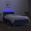 vidaXL Cama box spring con colch&oacute;n y LED tela azul 90x190 cm