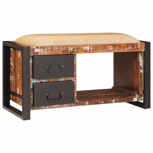 vidaXL Banco de Almacenamiento Multicolor Madera maciza recuperada