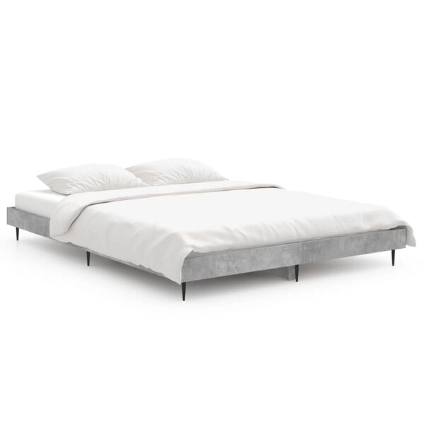 vidaXL Estructura de cama madera de ingenier&iacute;a gris hormig&oacute;n 140x190cm