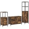 vidaXL Juego de muebles de ba&ntilde;o 3 uds. Roble Ahumado y Negro