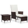 vidaXL Set de muebles de jard&iacute;n 2 piezas con cojines rat&aacute;n PE marr&oacute;n