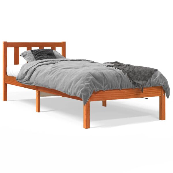 vidaXL Estructura de cama sin colch&oacute;n madera maciza marr&oacute;n 75x190 cm