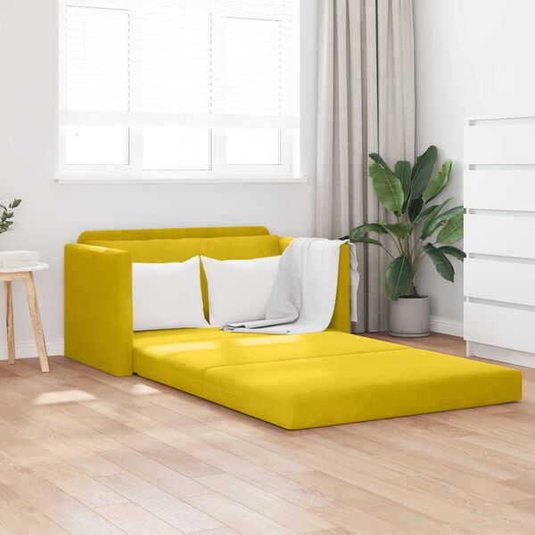 vidaXL Sof&aacute; cama 110cm Amarillo girasol Terciopelo