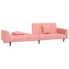 vidaXL Sof&aacute; cama de 2 plazas con dos almohadas terciopelo rosa