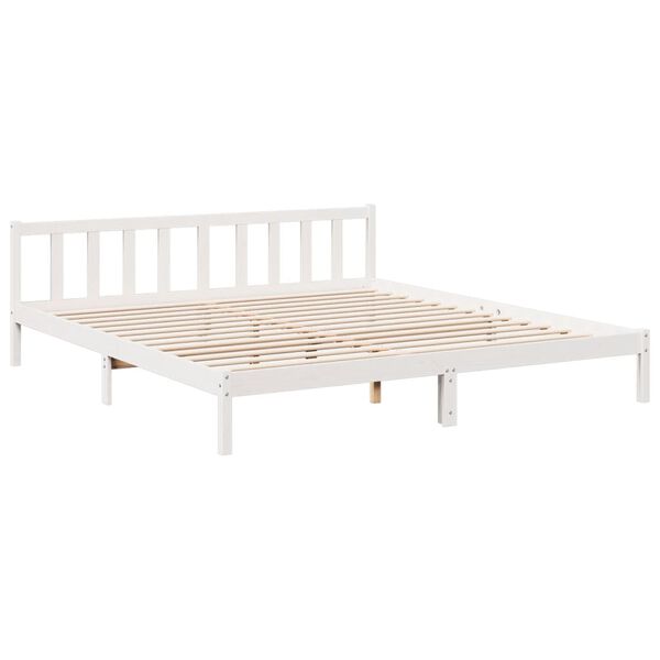 vidaXL Cama extralarga sin colchón madera maciza pino blanca 180x220cm