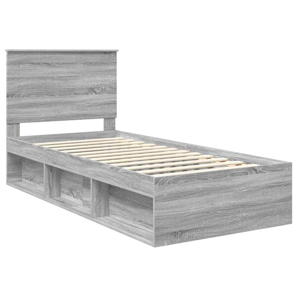 vidaXL Estructura de cama con cabecera Gris Sonoma 100 x 200 cm