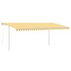 vidaXL Toldo autom&aacute;tico LED sensor de viento amarillo y blanco 5x3,5 m
