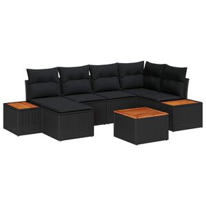vidaXL Conjunto de sof&aacute;s de jard&iacute;n 7 uds. 6-N&uacute;mero de plazas Negro