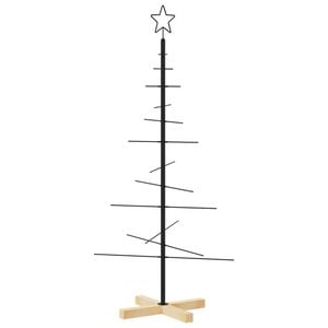 vidaXL &Aacute;rbol de Navidad metal negro con base de madera 120 cm