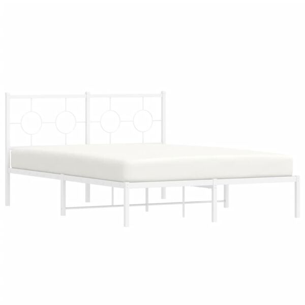 vidaXL Estructura cama sin colchón con cabecero metal blanco 135x190cm