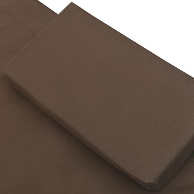 vidaXL Tumbona de exterior con dosel y almohadas marrón