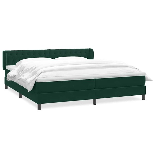 vidaXL Cama box spring con colchones terciopelo verde oscuro 180x210cm