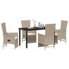 vidaXL Conjunto de Comedor de Jard&iacute;n 5 pcs Beige rat&aacute;n sint&eacute;tico