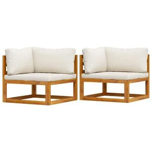 vidaXL Sof&aacute;s de esquina modulares 2 uds con cojines tela blanco crema