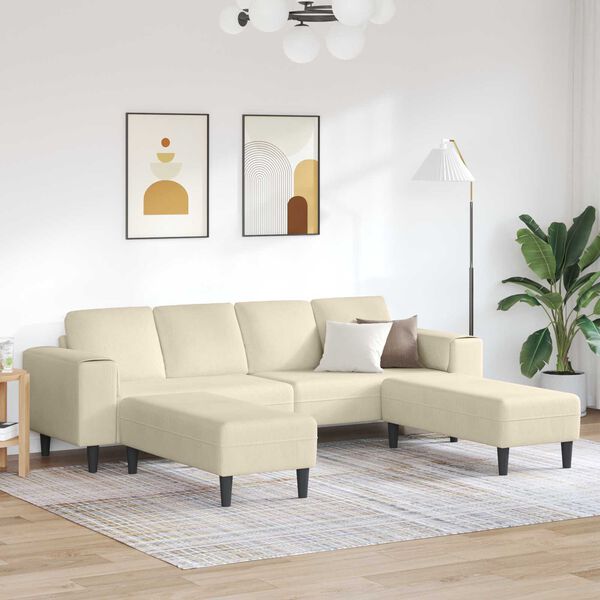 vidaXL Sof&aacute; Crema 250 x 188 x 76 cm Tela de Pana