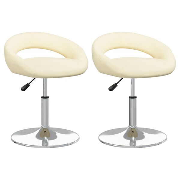 vidaXL Sillas de comedor giratorias 2 unidades cuero sint&eacute;tico crema