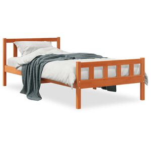 vidaXL Estructura de cama sin colch&oacute;n madera maciza marr&oacute;n 75x190 cm