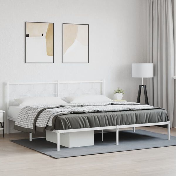 vidaXL Estructura cama sin colch&oacute;n con cabecero metal blanco 200x200cm